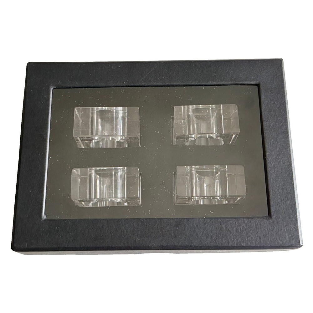 Tahari Home Napkin Rings Set of 4 Clear Acrylic Round Napkin Holders Dining